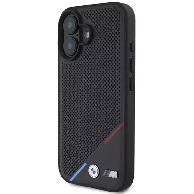 BMW M Perforated Tricolor Line MagSafe iPhone 16 Case - Black 8