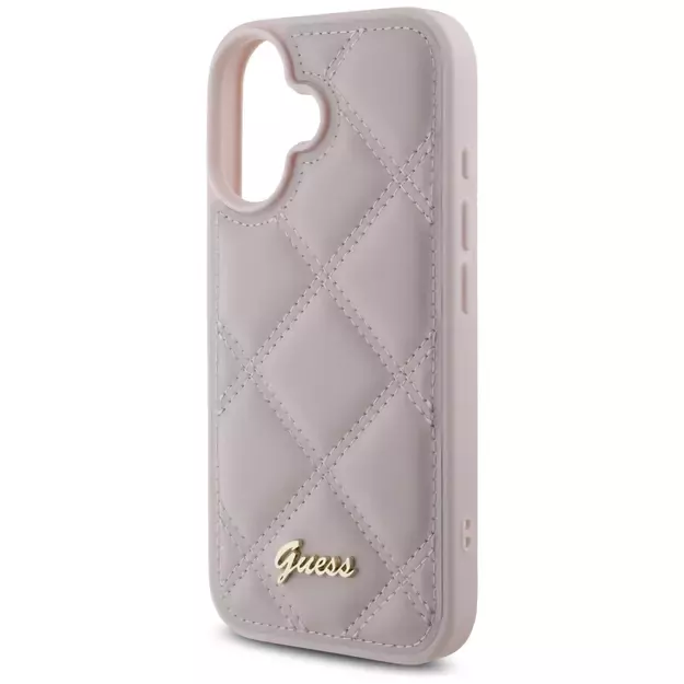 Guess Quilted Metal Logo iPhone 16 Case - Pink 5