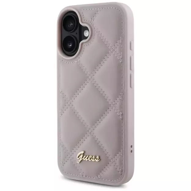 Guess Quilted Metal Logo iPhone 16 Case - Pink 1