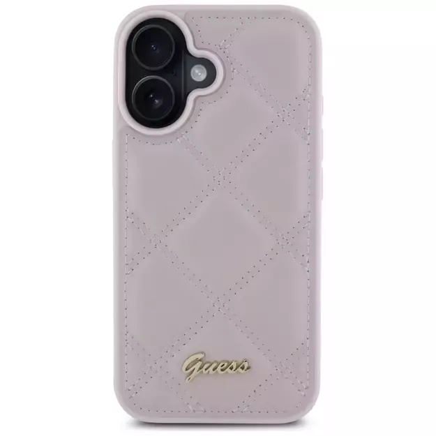 Guess Quilted Metal Logo iPhone 16 Case - Pink 2
