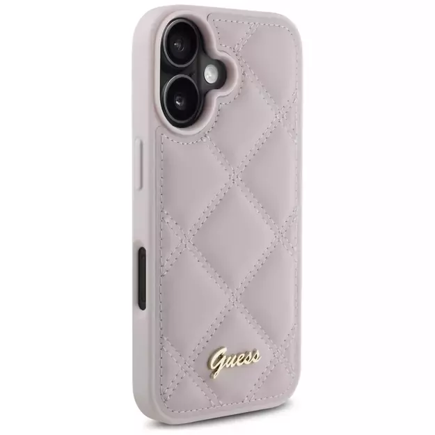 Guess Quilted Metal Logo iPhone 16 Case - Pink 3
