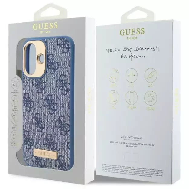 Guess 4G Logo Plate MagSafe Case for iPhone 16 Plus - Blue 7