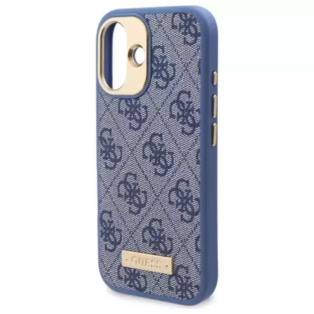 Guess 4G Logo Plate MagSafe Case for iPhone 16 Plus - Blue 5