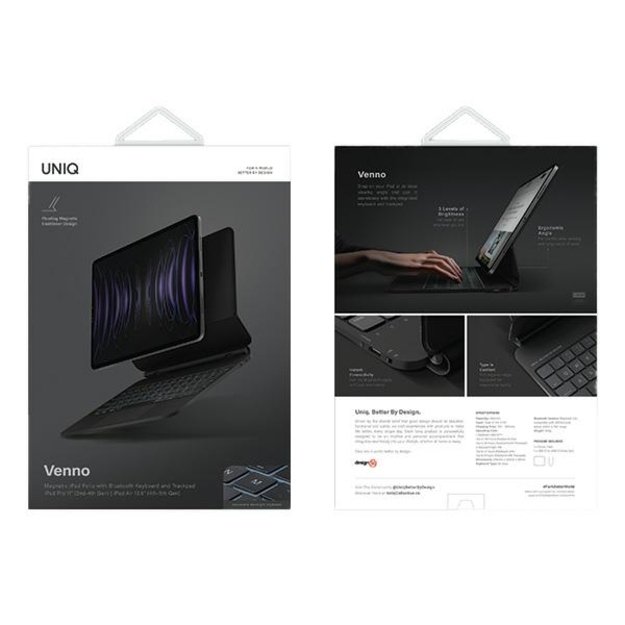 Uniq Venno Magnetic Smart case with keyboard for iPad Pro 11&#39 &#39  (2022/2021) / Air 10.9&#39 &#39  (2022/2020) - black 2