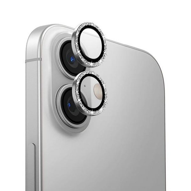 Uniq Optix Aluminum Camera Lens Protector iPhone 16 6.1&quot  / 16 Plus 6.7&quot  white shimmer camera lens glass with applicator