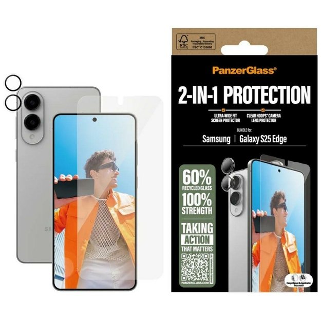 PanzerGlass Hoops+UWF 2in1 Glass+Lens for Samsung Galaxy S25 Edge - transparent