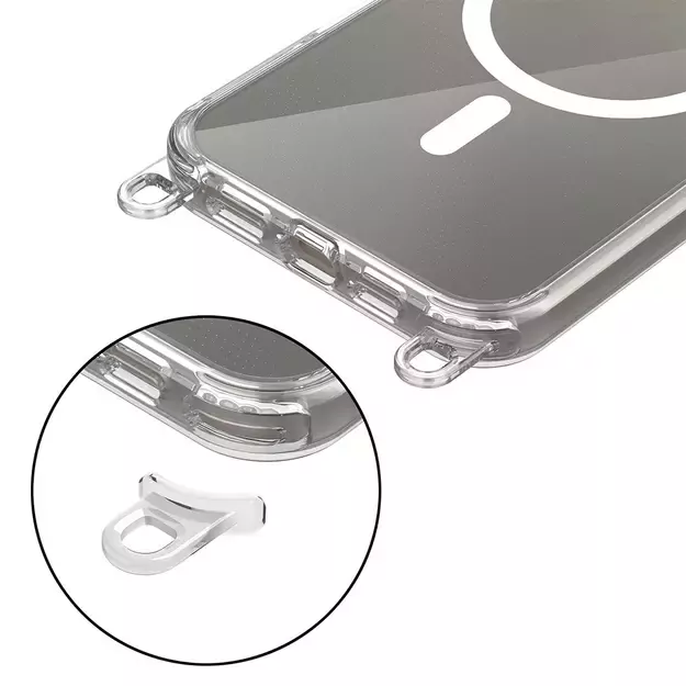 Tech-Protect FlexAir Chain MagSafe Case for iPhone 16 Pro Max - Clear + 2 Lanyards (Black and Taupe) 1