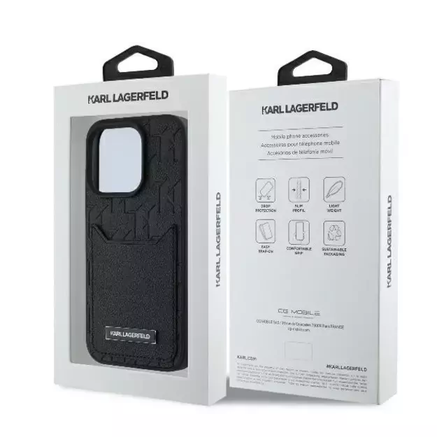 Karl Lagerfeld Cardslots Monogram iPhone 16 Pro Max Case - Black 7