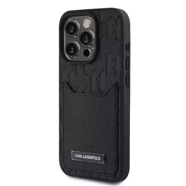 Karl Lagerfeld Cardslots Monogram iPhone 16 Pro Max Case - Black 1