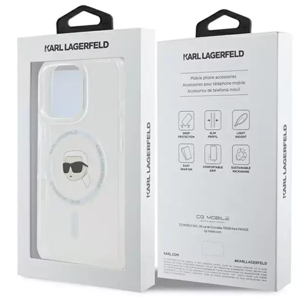 Karl Lagerfeld IML Metal Karl Head MagSafe Case for iPhone 16 Pro - White 7