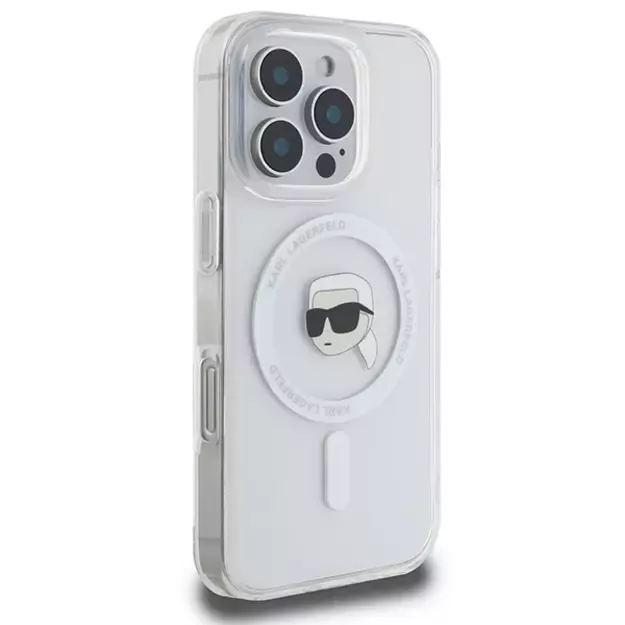 Karl Lagerfeld IML Metal Karl Head MagSafe Case for iPhone 16 Pro - White 3