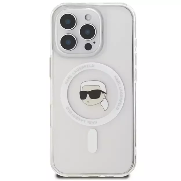 Karl Lagerfeld IML Metal Karl Head MagSafe Case for iPhone 16 Pro - White 2