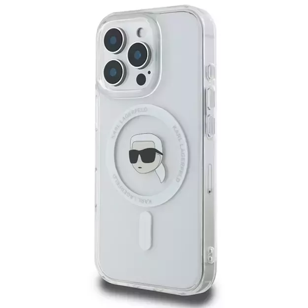 Karl Lagerfeld IML Metal Karl Head MagSafe Case for iPhone 16 Pro - White 1