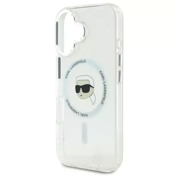 Karl Lagerfeld IML Metal Karl Head MagSafe Case for iPhone 16 Plus - White 4