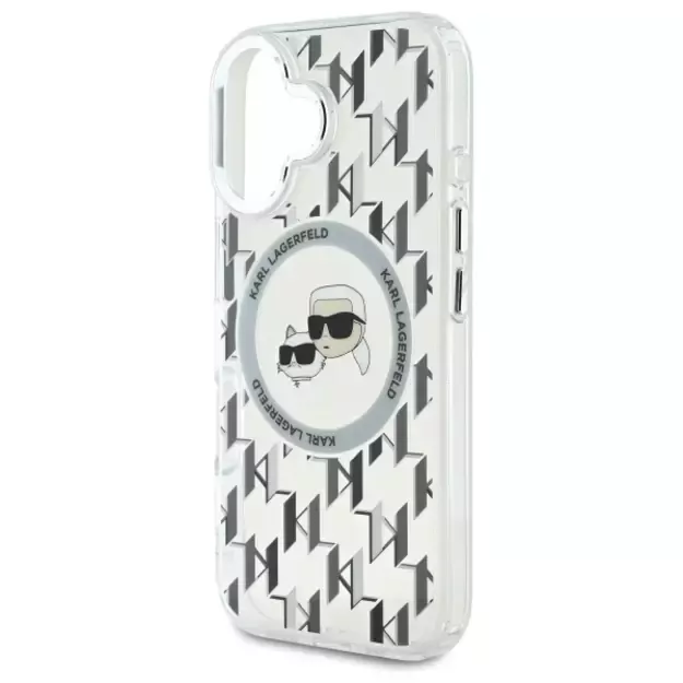 Karl Lagerfeld IML Monogram Karl &amp  Choupette Head MagSafe iPhone 16 Case - Clear 5