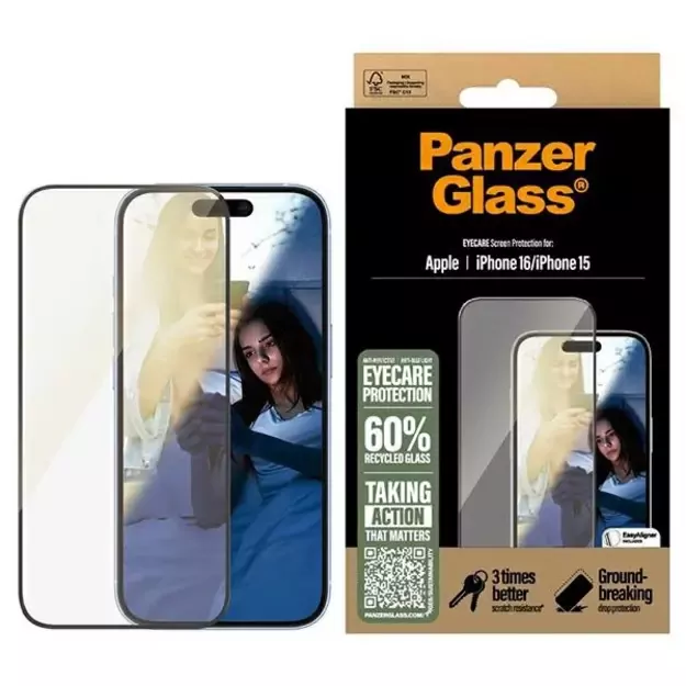 PanzerGlass EyeCare Screen Protector iPhone 16 6.1&quot  Ultra-Wide Fit 2865