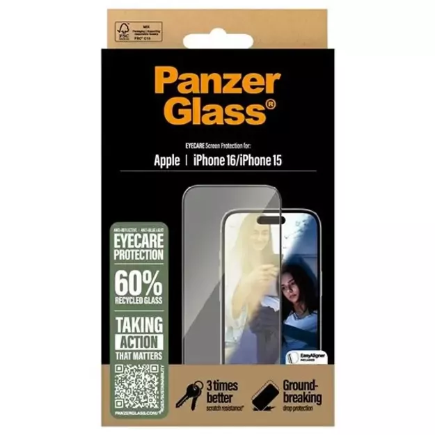 PanzerGlass EyeCare Screen Protector iPhone 16 6.1&quot  Ultra-Wide Fit 2865 3