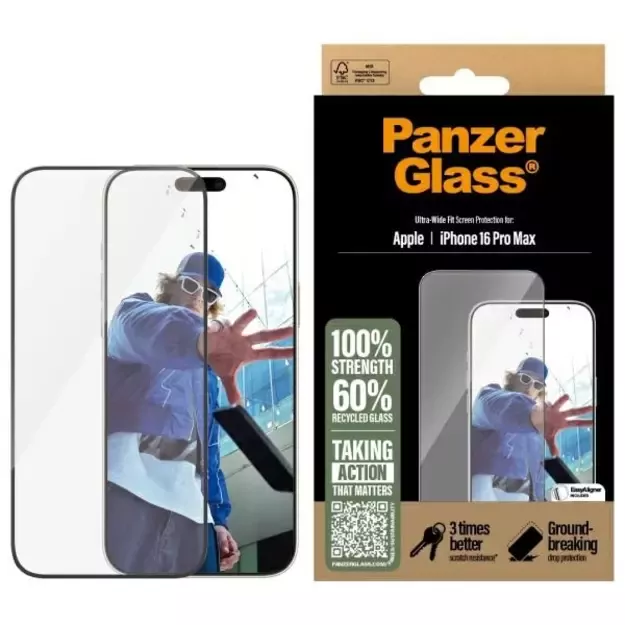 PanzerGlass Screen Protector iPhone 16 Pro Max 6.9&quot  Ultra-Wide Fit 2864