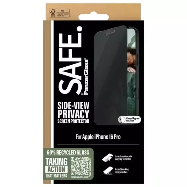 SAFE by PanzerGlass iPhone 16 Pro 6.3&quot  Privacy Screen Protector Ultra-Wide Fit SAFEP95876 3