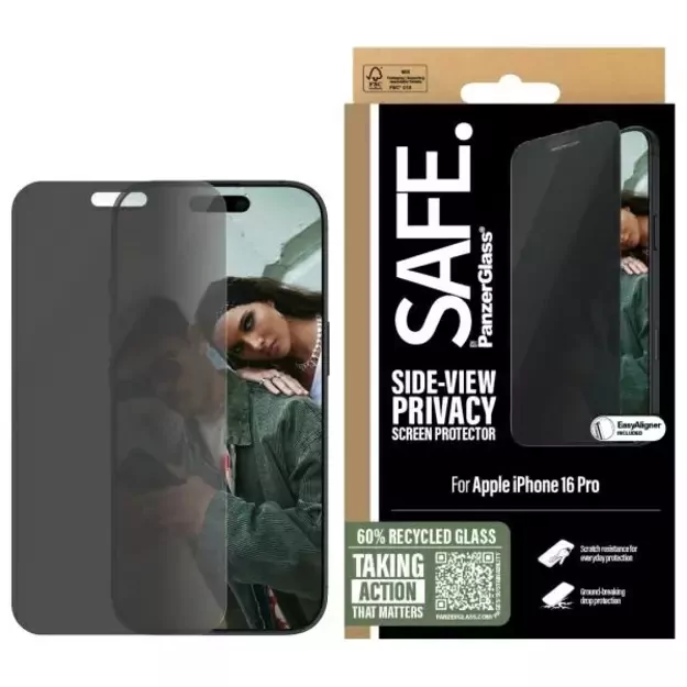 SAFE by PanzerGlass iPhone 16 Pro 6.3&quot  Privacy Screen Protector Ultra-Wide Fit SAFEP95876