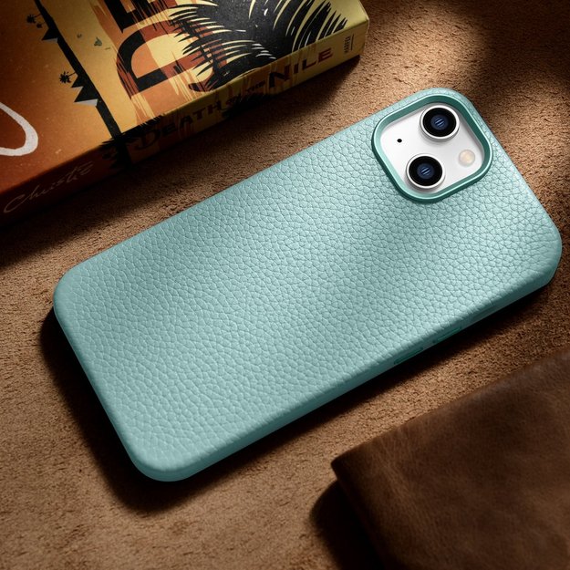 iCarer Litchi Premium Leather Case iPhone 14 Magnetic Leather Case with MagSafe Green (WMI14220709-GN) 10