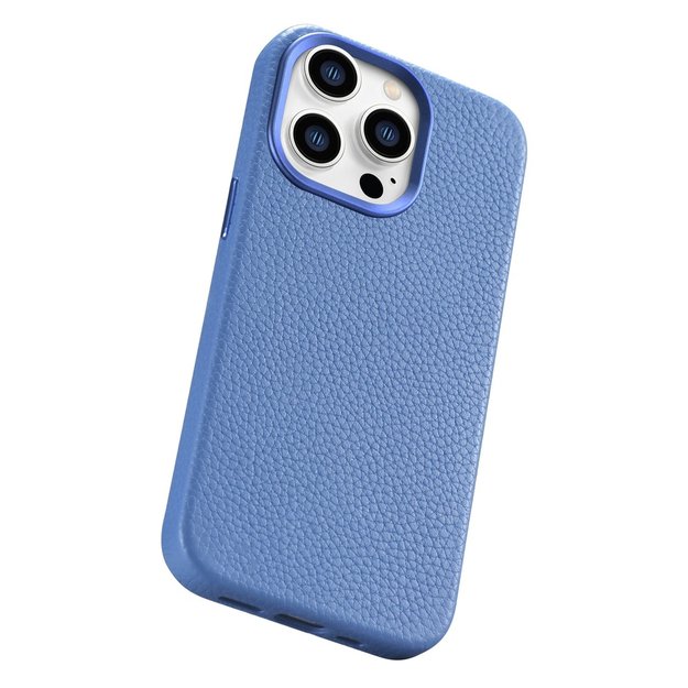 iCarer Litchi Premium Leather Case iPhone 14 Pro Max Magnetic Leather Case with MagSafe Light Blue (WMI14220712-LB) 33