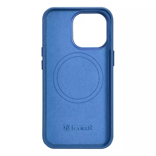 iCarer Litchi Premium Leather Case iPhone 14 Pro Max Magnetic Leather Case with MagSafe Light Blue (WMI14220712-LB) 2