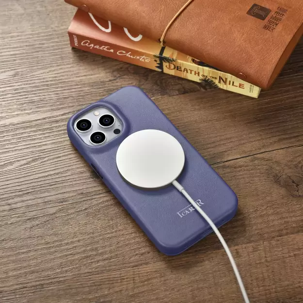 iCarer CE Premium Leather Folio Case iPhone 14 Pro Max Magnetic Flip Leather Folio Case MagSafe Light Purple (WMI14220716-LP) 33