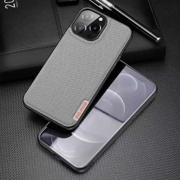 Dux Ducis Fino case covered with nylon material for iPhone 13 Pro Max gray 1