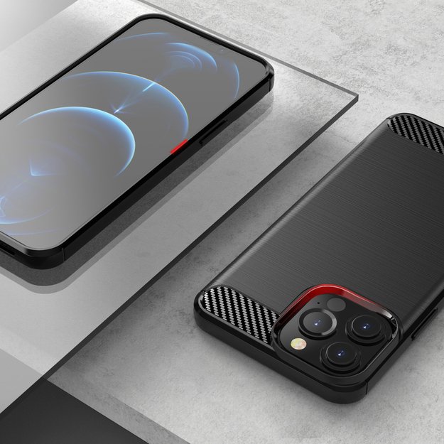 Carbon Case Flexible Cover TPU Case for iPhone 13 Pro Max black 5