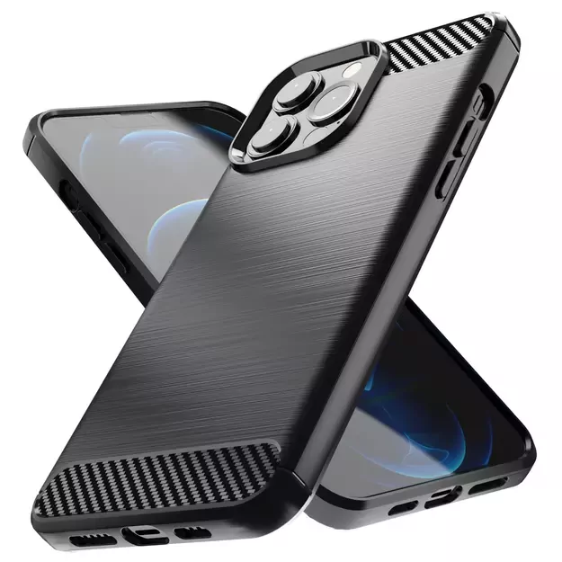 Carbon Case Flexible Cover TPU Case for iPhone 13 Pro Max black 8