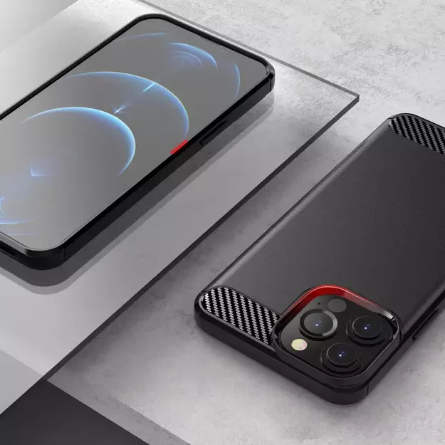 Carbon Case Flexible Cover TPU Case for iPhone 13 Pro Max black 12
