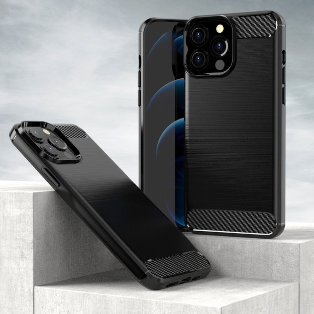 Carbon Case Flexible Cover TPU Case for iPhone 13 Pro Max black 2