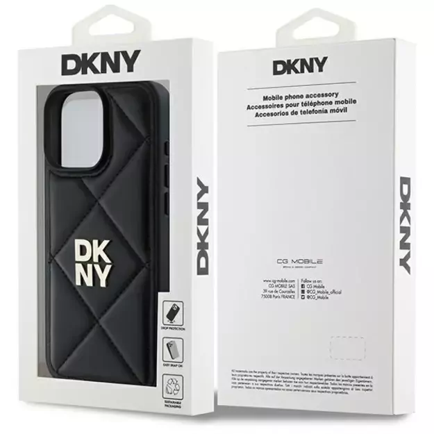 DKNY Quilted Stack Logo iPhone 16 Pro Case - Black 7