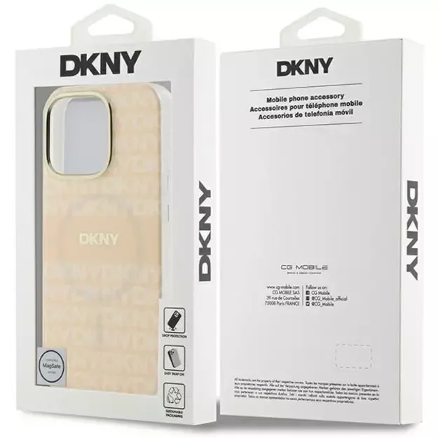 DKNY Repeat Texture Pattern &amp  Stripe MagSafe iPhone 16 Pro Case - Pink 7
