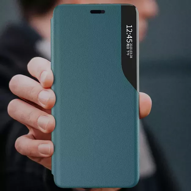 Eco Leather View Case elegant bookcase type case with kickstand for iPhone 13 Pro Max green 8
