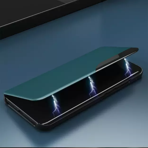 Eco Leather View Case elegant bookcase type case with kickstand for iPhone 13 Pro Max green 2