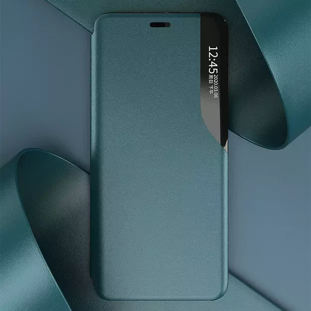 Eco Leather View Case elegant bookcase type case with kickstand for iPhone 13 Pro Max green 4