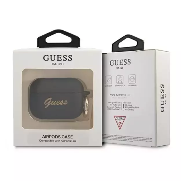 Guess GUAPSSSK AirPods Pro cover black/black Silicone Vintage Script 2
