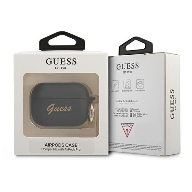 Guess GUAPSSSK AirPods Pro cover black/black Silicone Vintage Script 4