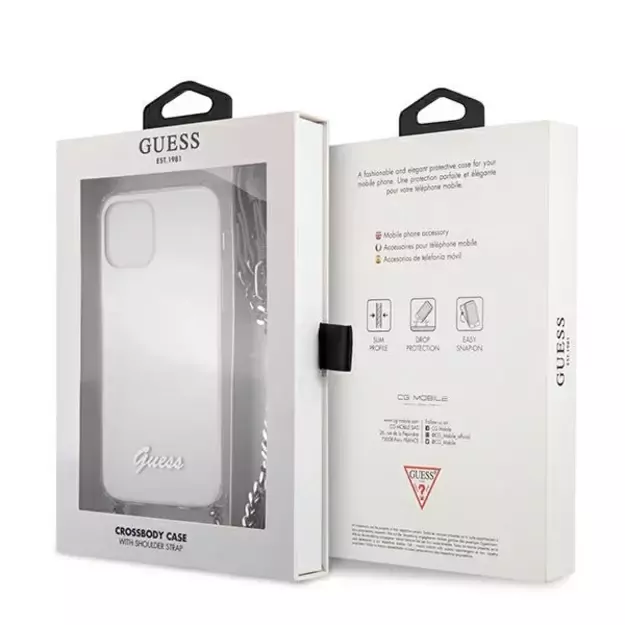 Guess GUHCP12LKC4GSSI iPhone 12 Pro Max 6.7&quot  Transparent hardcase 4G Silver Chain 7