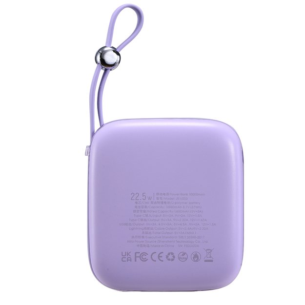 Joyroom powerbank 10000mAh Jelly Series 22.5W with built-in Lightning cable purple (JR-L003) 6