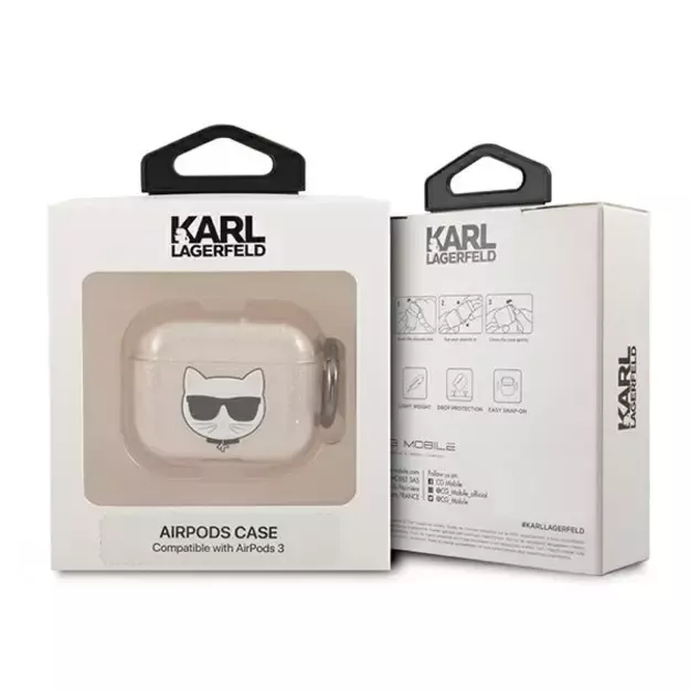 Karl Lagerfeld KLA3UCHGD AirPods 3 cover złoty/gold Glitter Choupette 2