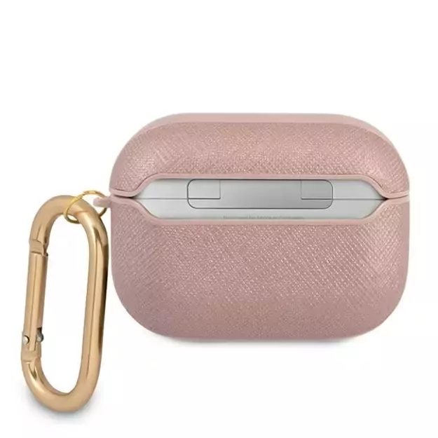 Guess GUAPSASMP AirPods Pro cover pink/pink Saffiano Script Metal Collection 1