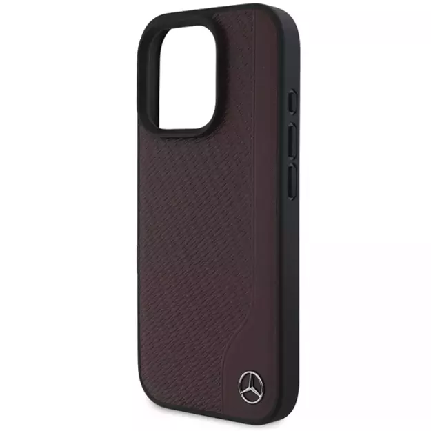 Mercedes MB Wood Imitation Leather MagSafe iPhone 16 Pro Case - Red 5