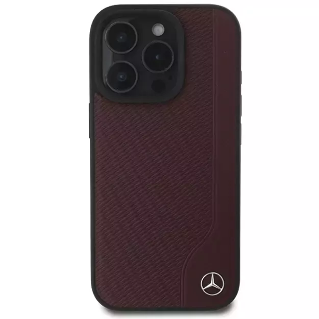 Mercedes MB Wood Imitation Leather MagSafe iPhone 16 Pro Case - Red 2