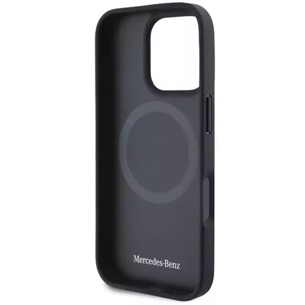 Mercedes MB Wood Imitation Leather MagSafe Case for iPhone 16 Pro Max - Navy Blue 6