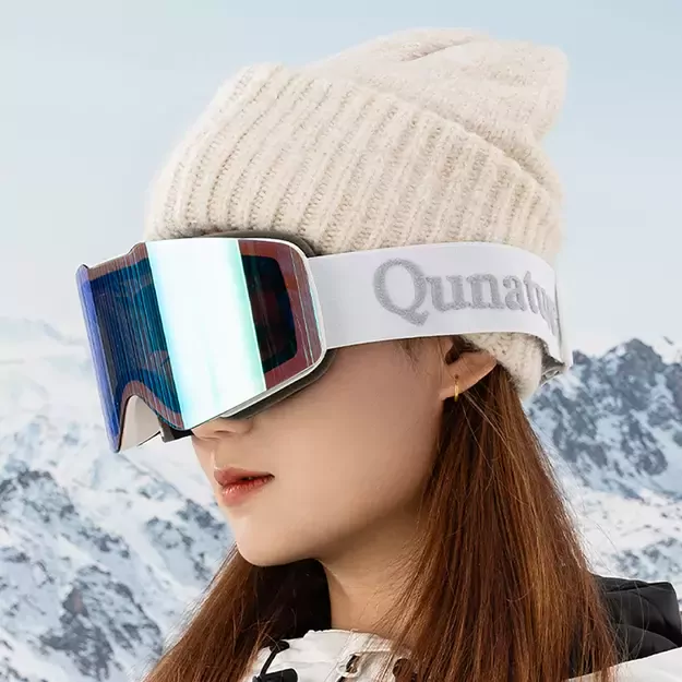 Qunature White Frameless Ski Goggles - White 10