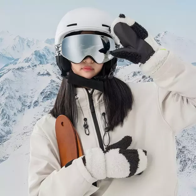 Qunature Panda Ski Gloves for Kids and Adults Size S - Black/White 8
