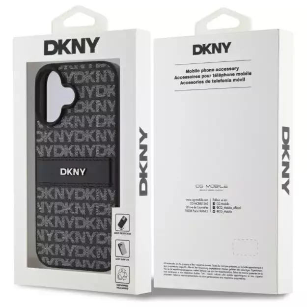 DKNY Texture Pattern Tonal Stripe iPhone 16 Case - Black 7